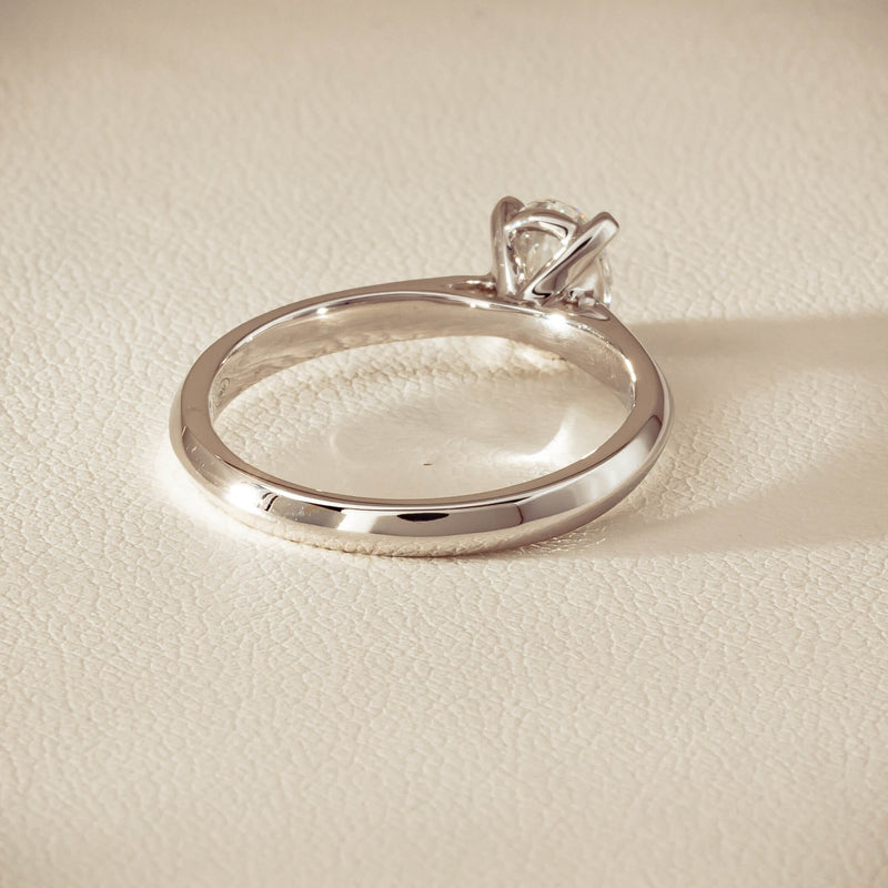 18ct White Gold .70ct Oval-Cut Diamond Venetian Ring - Ring - Walker & Hall
