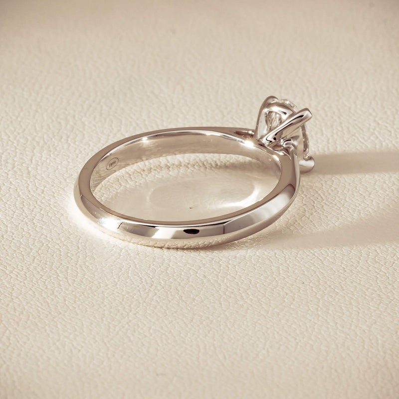18ct White Gold .70ct Oval-Cut Diamond Venetian Ring - Ring - Walker & Hall