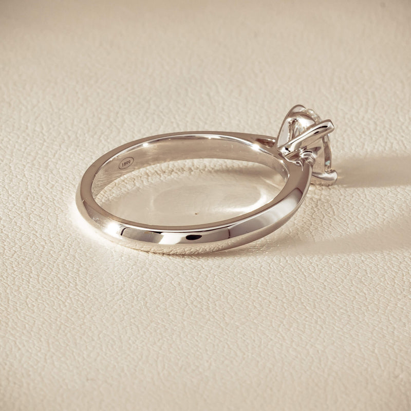 18ct White Gold .70ct Oval-Cut Diamond Venetian Ring - Ring - Walker & Hall