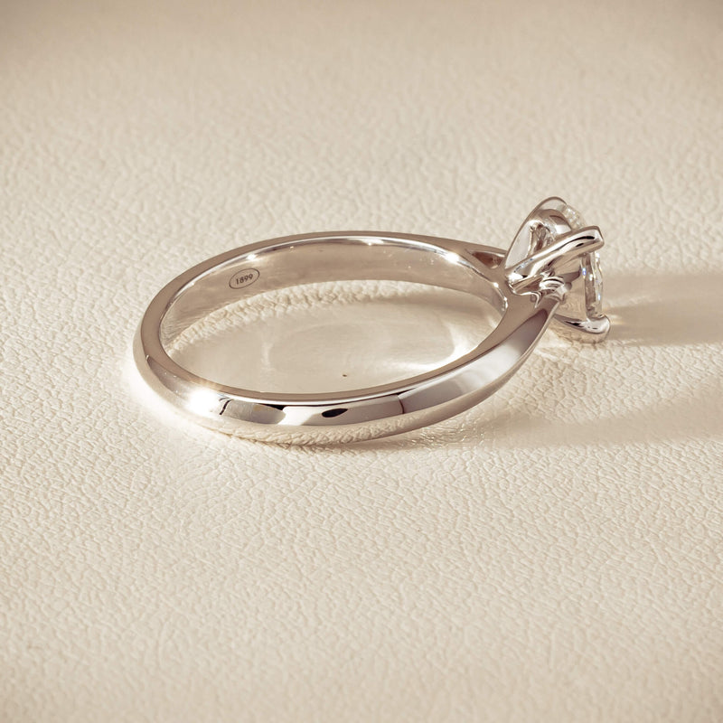 18ct White Gold .70ct Oval-Cut Diamond Venetian Ring - Ring - Walker & Hall