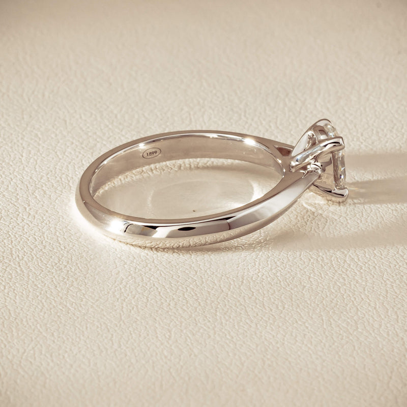 18ct White Gold .70ct Oval-Cut Diamond Venetian Ring - Ring - Walker & Hall