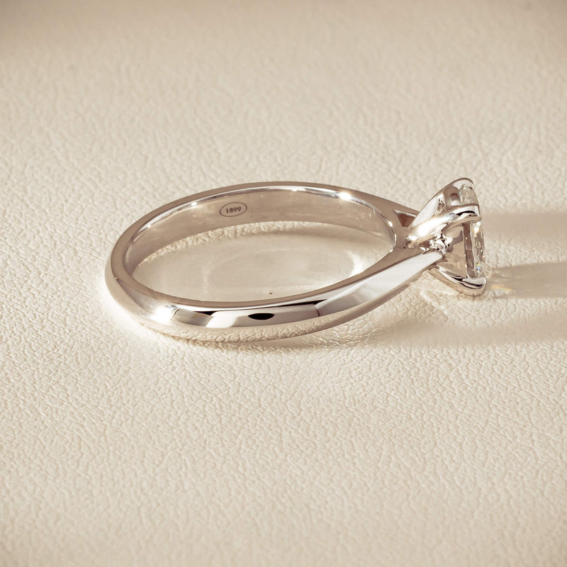 18ct White Gold .70ct Oval-Cut Diamond Venetian Ring - Ring - Walker & Hall