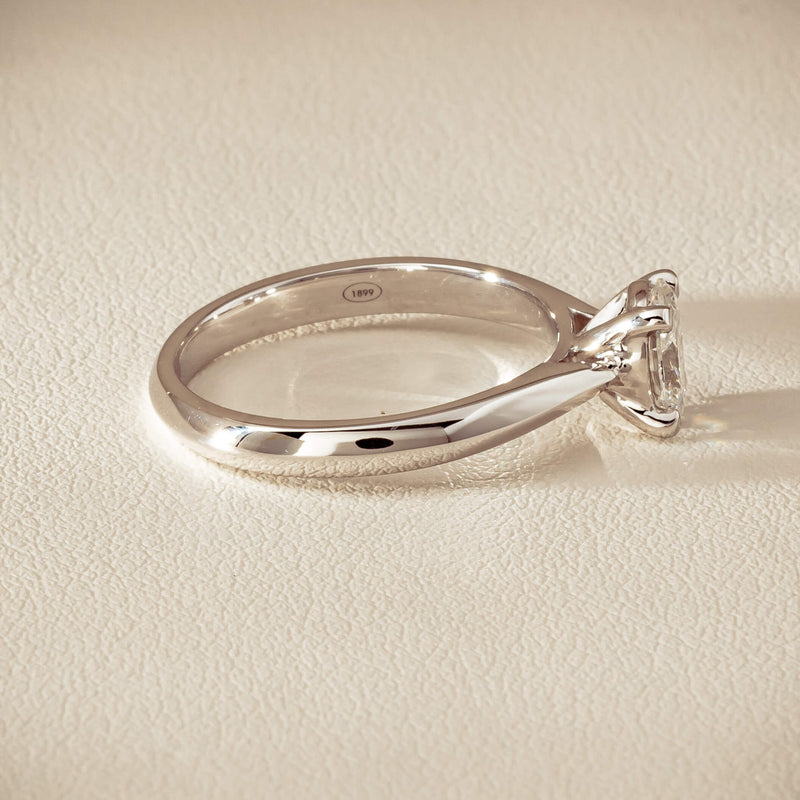 18ct White Gold .70ct Oval-Cut Diamond Venetian Ring - Ring - Walker & Hall