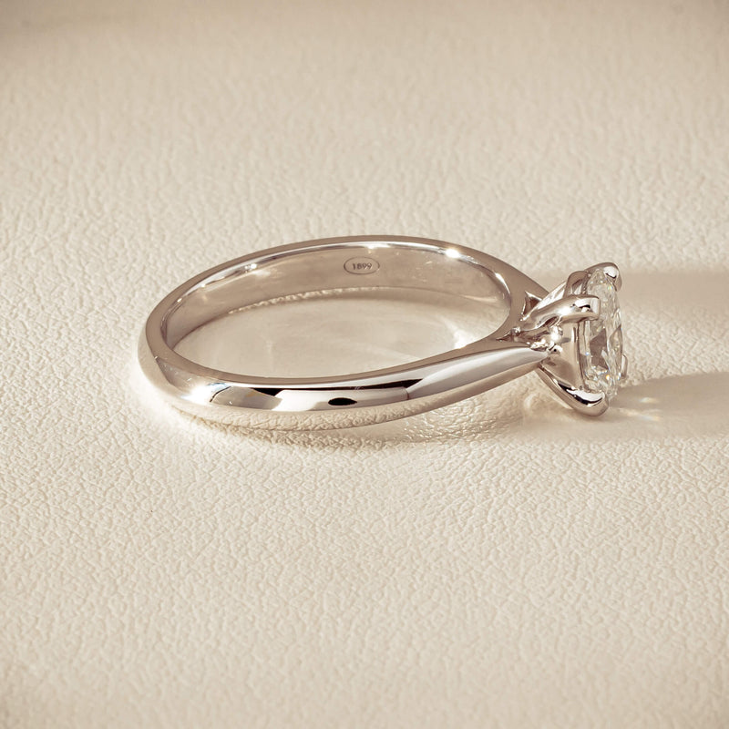 18ct White Gold .70ct Oval-Cut Diamond Venetian Ring - Ring - Walker & Hall