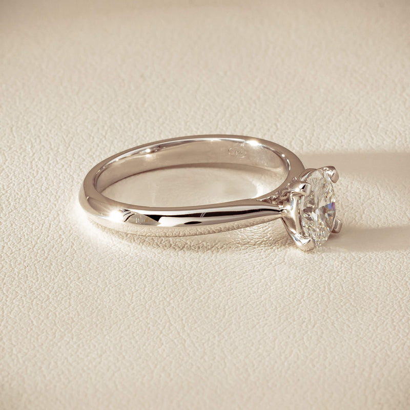 18ct White Gold .70ct Oval-Cut Diamond Venetian Ring - Ring - Walker & Hall