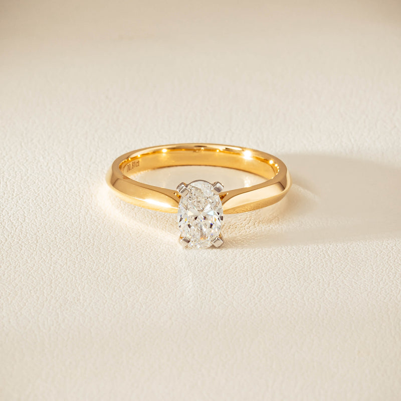 18ct Yellow Gold .81ct Oval Cut Diamond Venetian Ring - Ring - Walker & Hall
