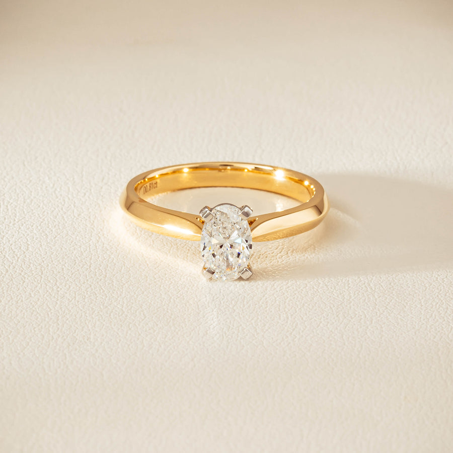 18ct Yellow Gold .81ct Oval Cut Diamond Venetian Ring - Ring - Walker & Hall