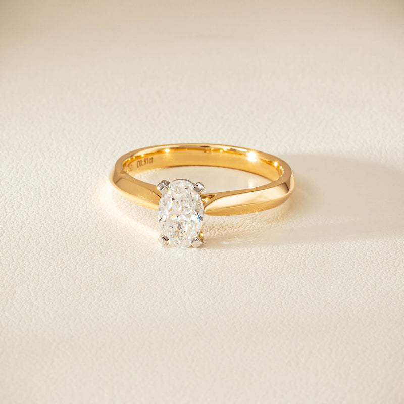 18ct Yellow Gold .81ct Oval Cut Diamond Venetian Ring - Ring - Walker & Hall