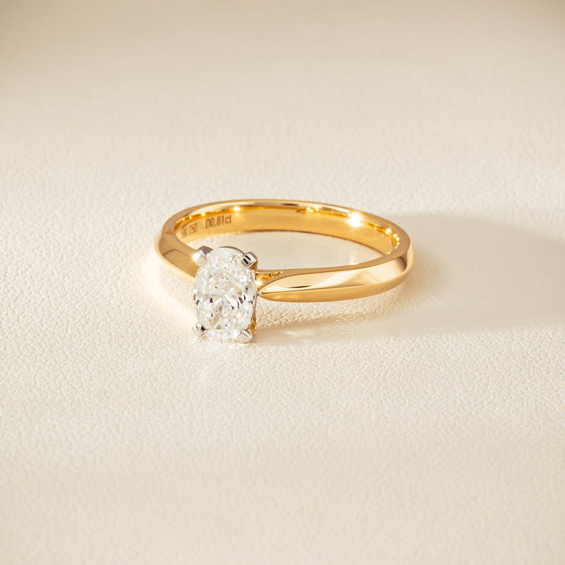 18ct Yellow Gold .81ct Oval Cut Diamond Venetian Ring - Ring - Walker & Hall