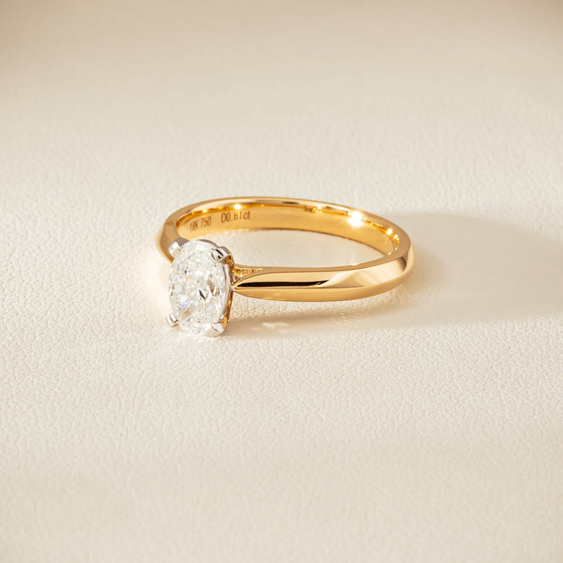 18ct Yellow Gold .81ct Oval Cut Diamond Venetian Ring - Ring - Walker & Hall