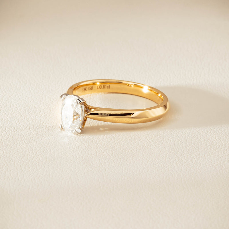 18ct Yellow Gold .81ct Oval Cut Diamond Venetian Ring - Ring - Walker & Hall