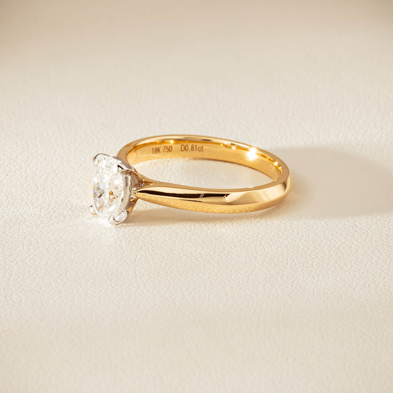 18ct Yellow Gold .81ct Oval Cut Diamond Venetian Ring - Ring - Walker & Hall
