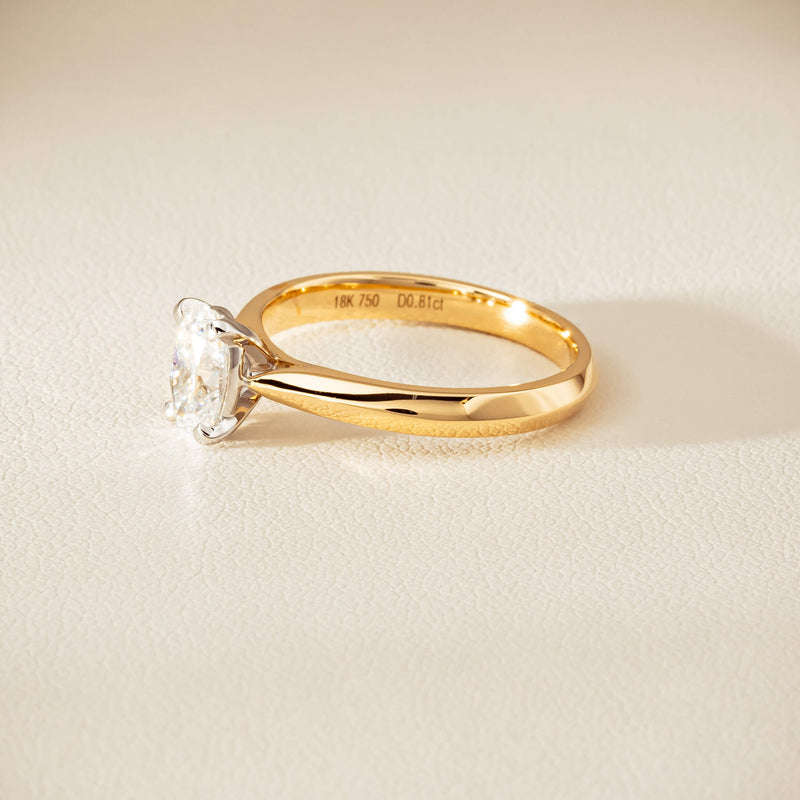18ct Yellow Gold .81ct Oval Cut Diamond Venetian Ring - Ring - Walker & Hall