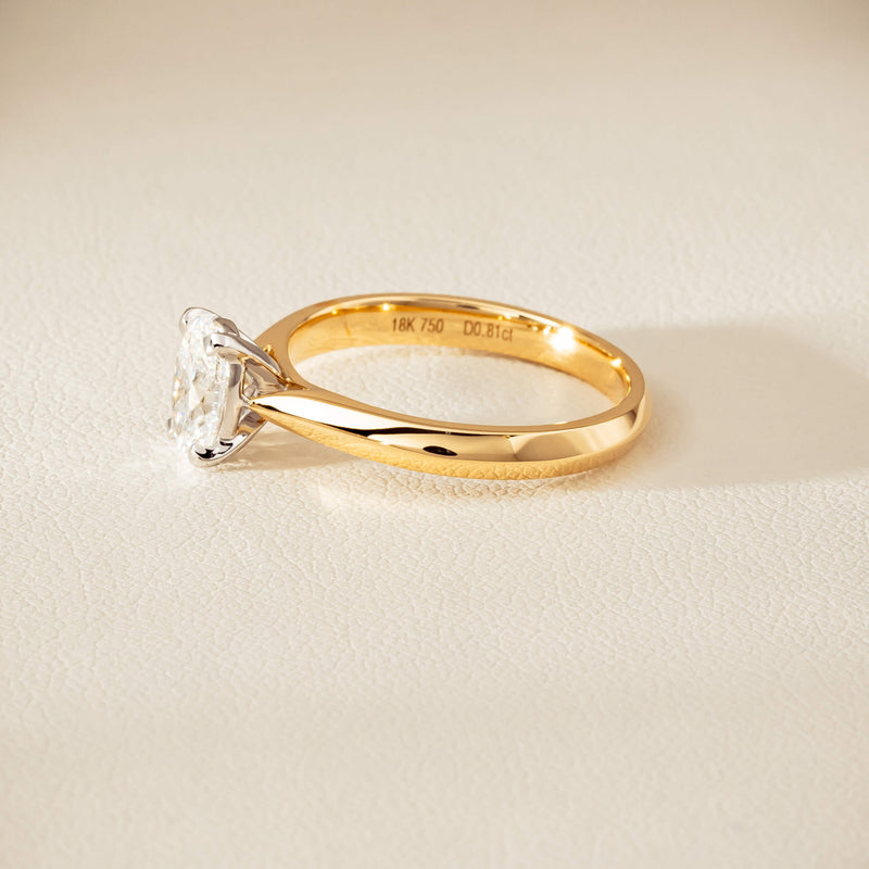 18ct Yellow Gold .81ct Oval Cut Diamond Venetian Ring - Ring - Walker & Hall
