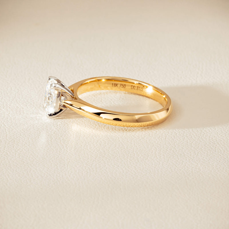 18ct Yellow Gold .81ct Oval Cut Diamond Venetian Ring - Ring - Walker & Hall