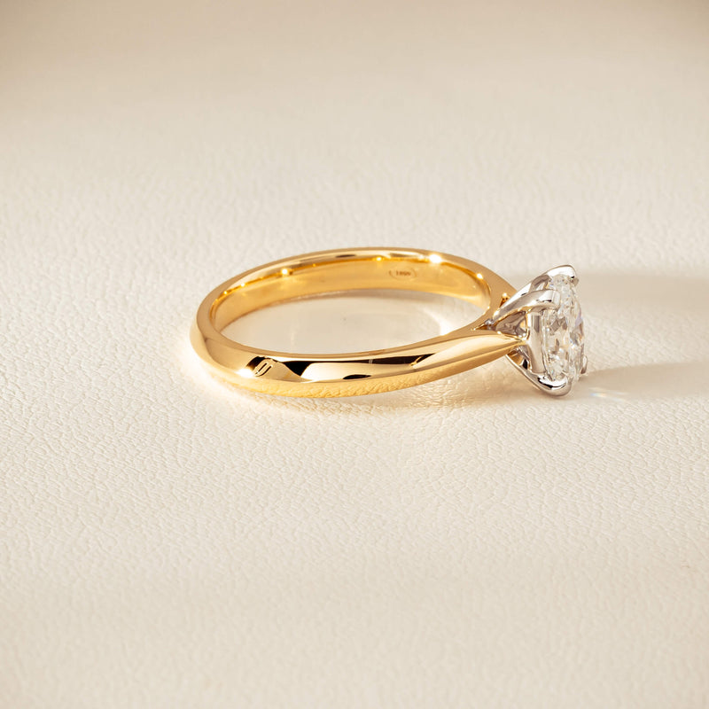 18ct Yellow Gold .81ct Oval Cut Diamond Venetian Ring - Ring - Walker & Hall