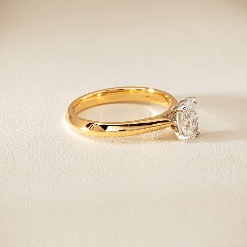 18ct Yellow Gold .81ct Oval Cut Diamond Venetian Ring - Ring - Walker & Hall