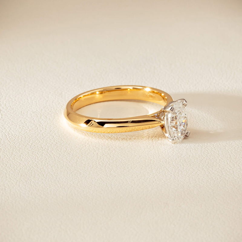 18ct Yellow Gold .81ct Oval Cut Diamond Venetian Ring - Ring - Walker & Hall