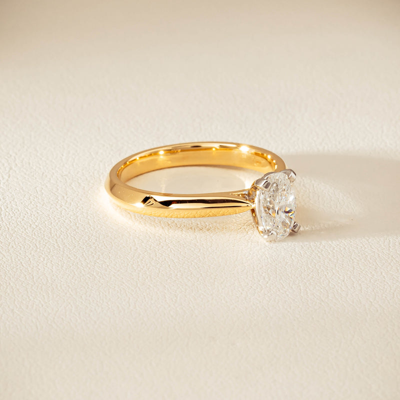 18ct Yellow Gold .81ct Oval Cut Diamond Venetian Ring - Ring - Walker & Hall