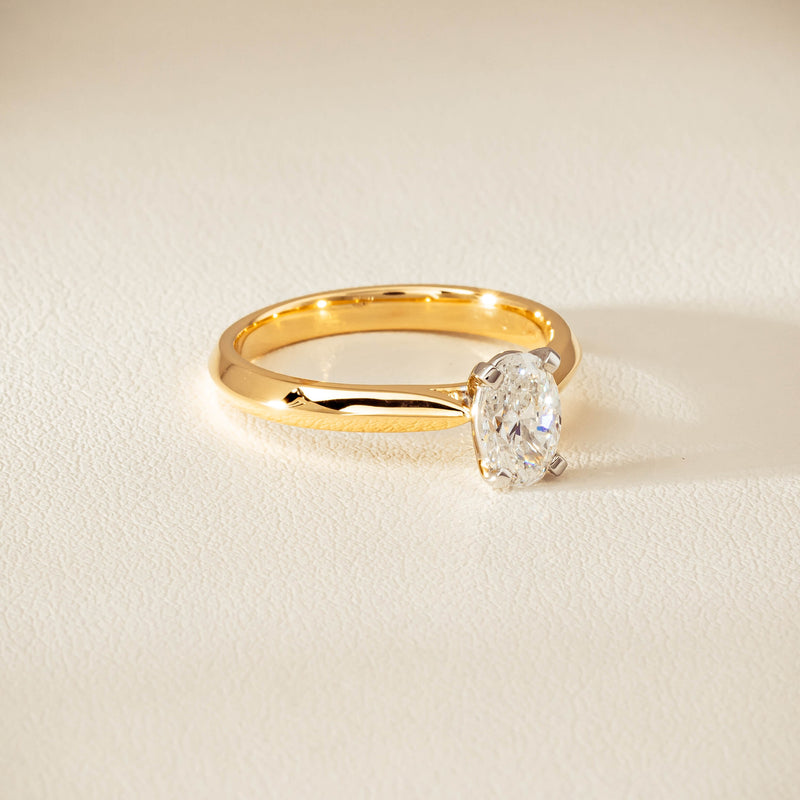 18ct Yellow Gold .81ct Oval Cut Diamond Venetian Ring - Ring - Walker & Hall