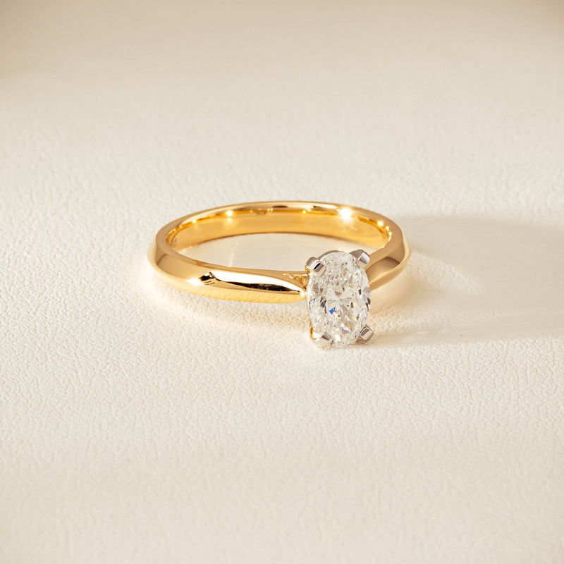 18ct Yellow Gold .81ct Oval Cut Diamond Venetian Ring - Ring - Walker & Hall