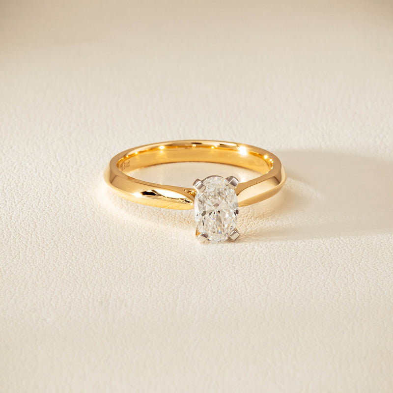 18ct Yellow Gold .81ct Oval Cut Diamond Venetian Ring - Ring - Walker & Hall