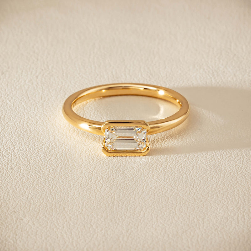 18ct Yellow Gold .70ct Emerald-Cut Diamond Elle Ring - Ring - Walker & Hall