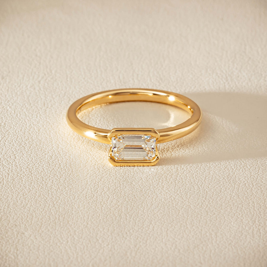 18ct Yellow Gold .70ct Emerald-Cut Diamond Elle Ring - Ring - Walker & Hall