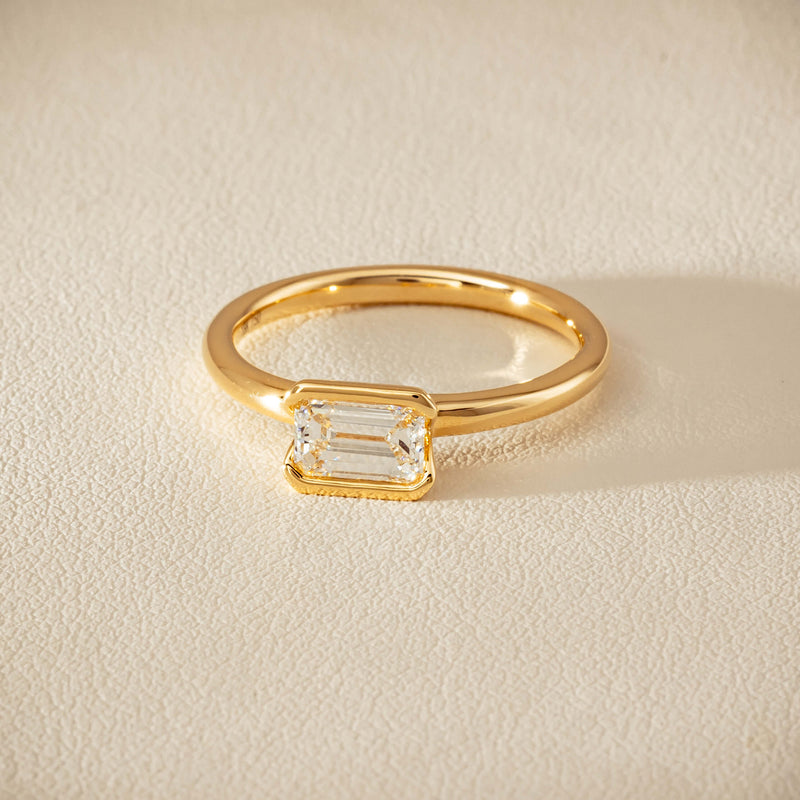 18ct Yellow Gold .70ct Emerald-Cut Diamond Elle Ring - Ring - Walker & Hall