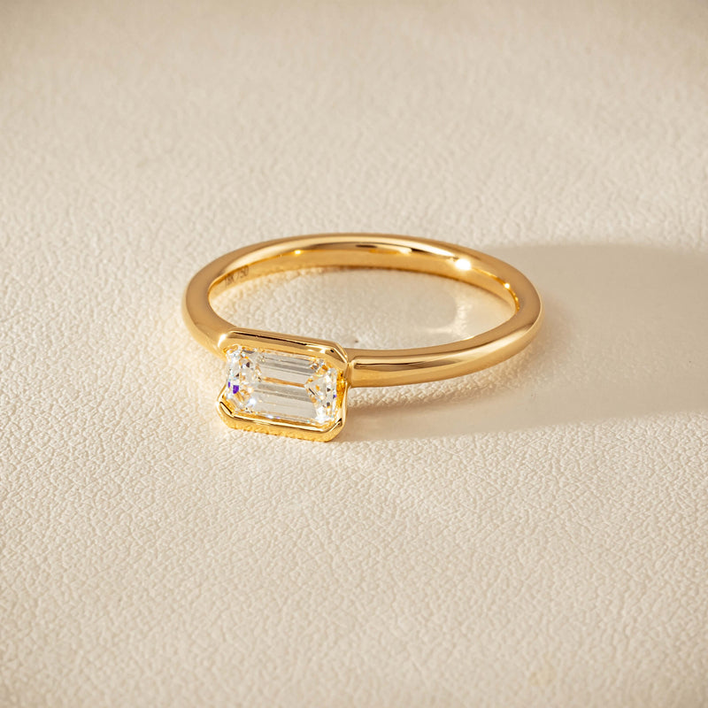 18ct Yellow Gold .70ct Emerald-Cut Diamond Elle Ring - Ring - Walker & Hall