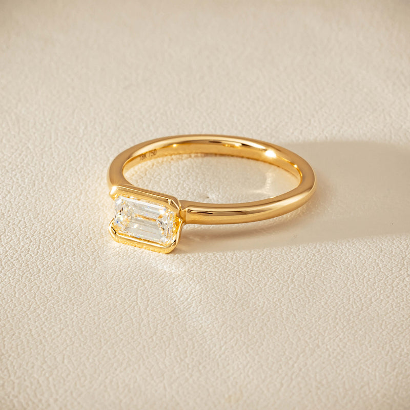 18ct Yellow Gold .70ct Emerald-Cut Diamond Elle Ring - Ring - Walker & Hall
