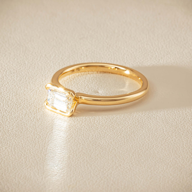18ct Yellow Gold .70ct Emerald-Cut Diamond Elle Ring - Ring - Walker & Hall