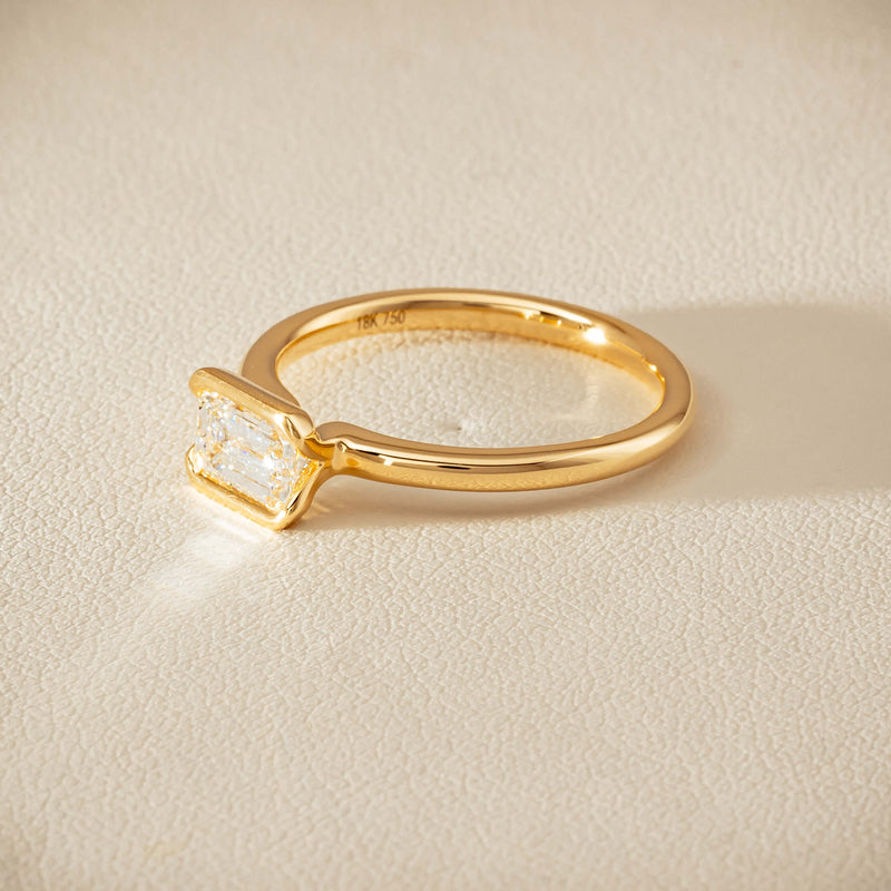 18ct Yellow Gold .70ct Emerald-Cut Diamond Elle Ring - Ring - Walker & Hall