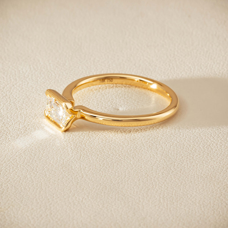 18ct Yellow Gold .70ct Emerald-Cut Diamond Elle Ring - Ring - Walker & Hall