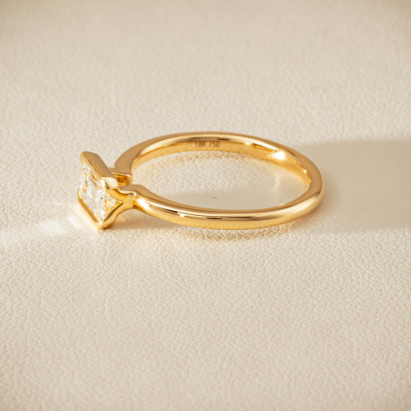 18ct Yellow Gold .70ct Emerald-Cut Diamond Elle Ring - Ring - Walker & Hall