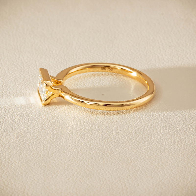 18ct Yellow Gold .70ct Emerald-Cut Diamond Elle Ring - Ring - Walker & Hall