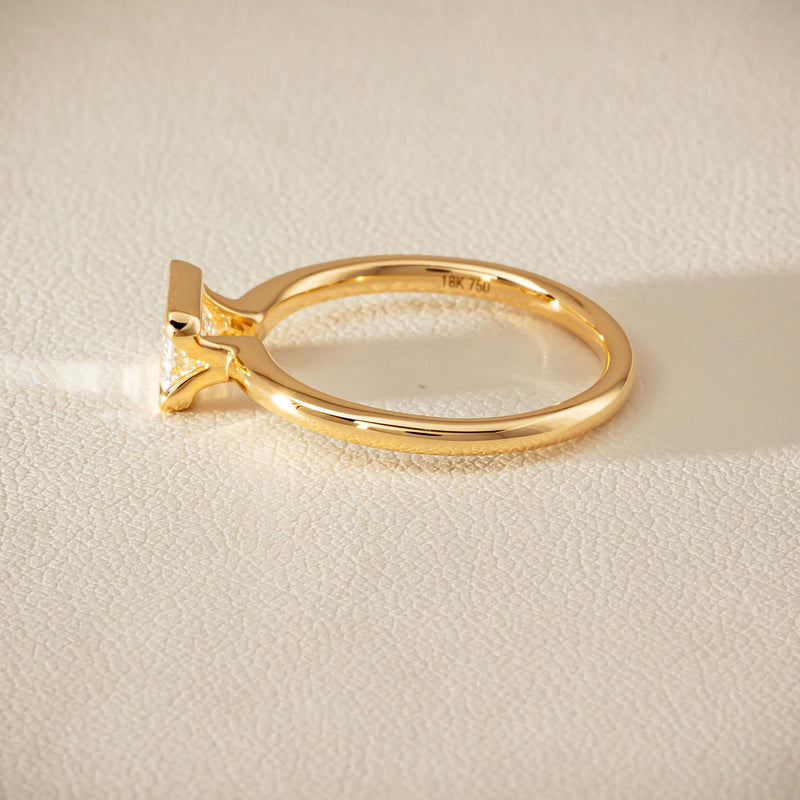 18ct Yellow Gold .70ct Emerald-Cut Diamond Elle Ring - Ring - Walker & Hall