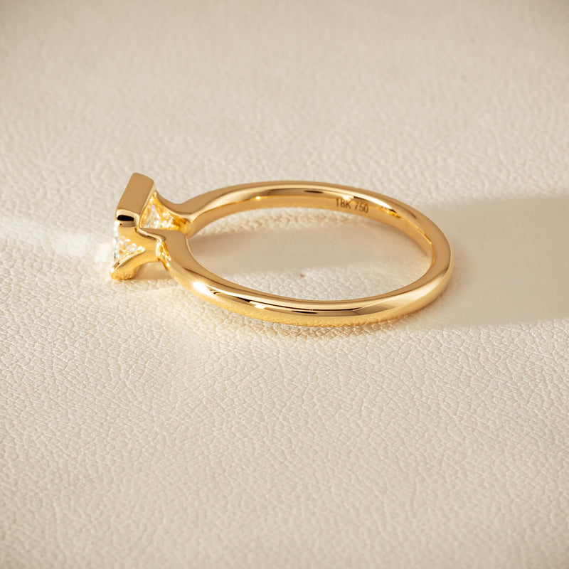 18ct Yellow Gold .70ct Emerald-Cut Diamond Elle Ring - Ring - Walker & Hall