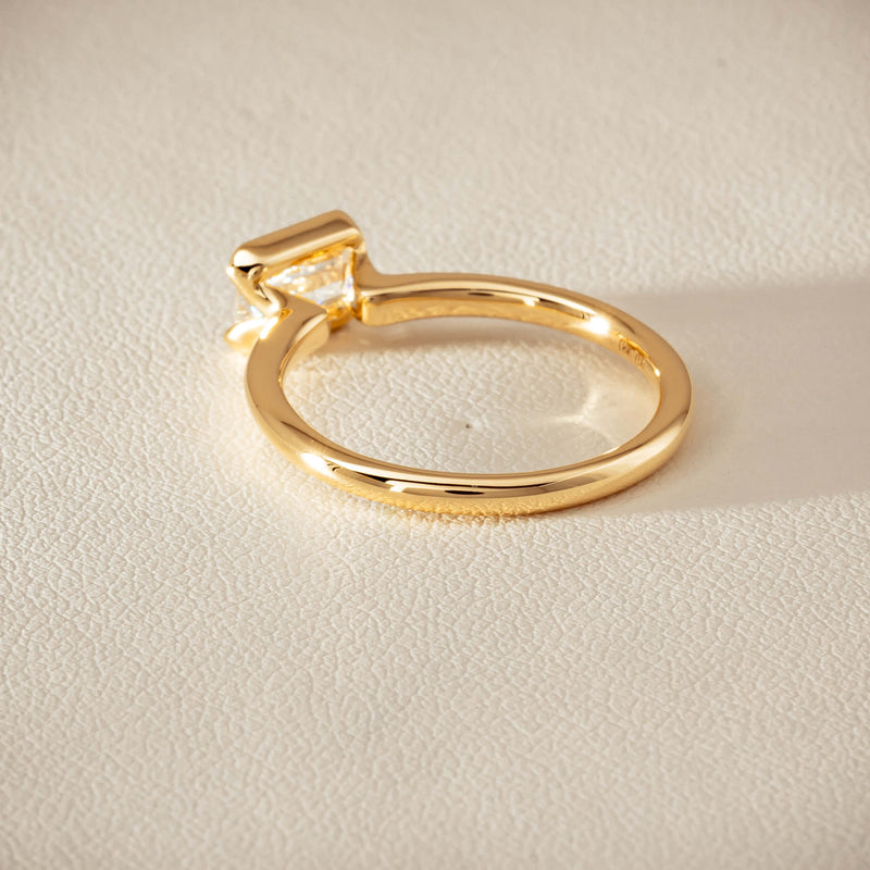 18ct Yellow Gold .70ct Emerald-Cut Diamond Elle Ring - Ring - Walker & Hall