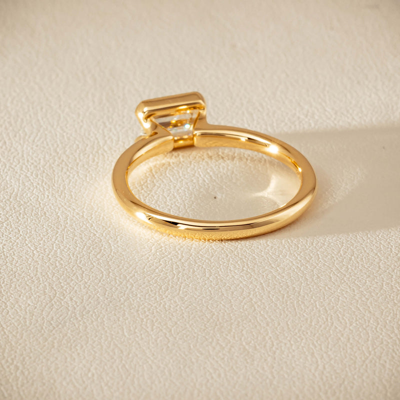 18ct Yellow Gold .70ct Emerald-Cut Diamond Elle Ring - Ring - Walker & Hall