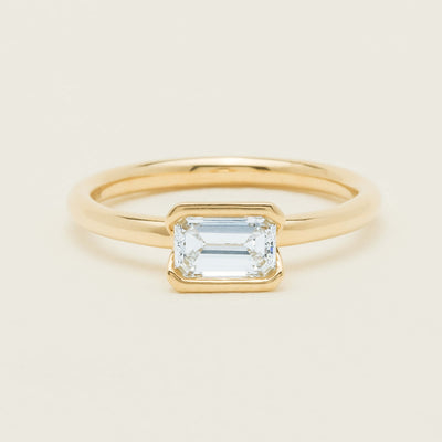 18ct Yellow Gold .70ct Emerald-Cut Diamond Elle Ring - Ring - Walker & Hall