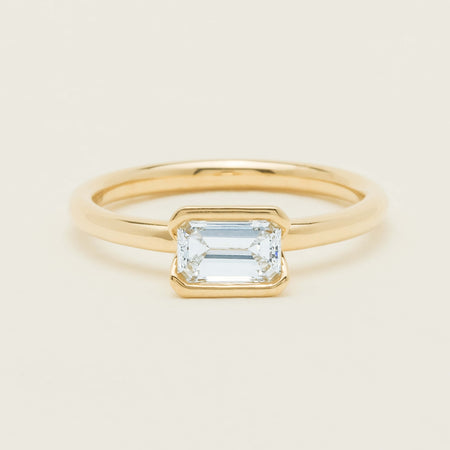 18ct Yellow Gold .70ct Emerald-Cut Diamond Elle Ring - Ring - Walker & Hall