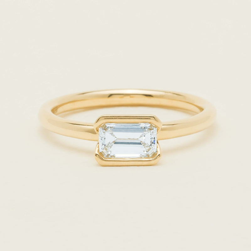 18ct Yellow Gold .70ct Emerald-Cut Diamond Elle Ring - Ring - Walker & Hall