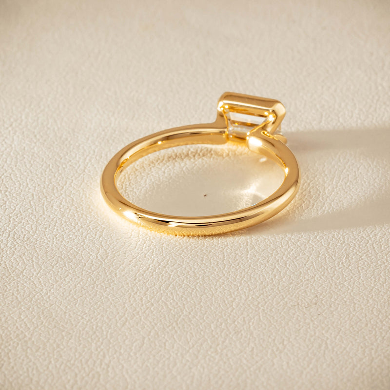 18ct Yellow Gold .70ct Emerald-Cut Diamond Elle Ring - Ring - Walker & Hall