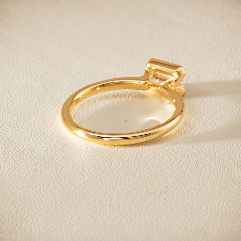 18ct Yellow Gold .70ct Emerald-Cut Diamond Elle Ring - Ring - Walker & Hall