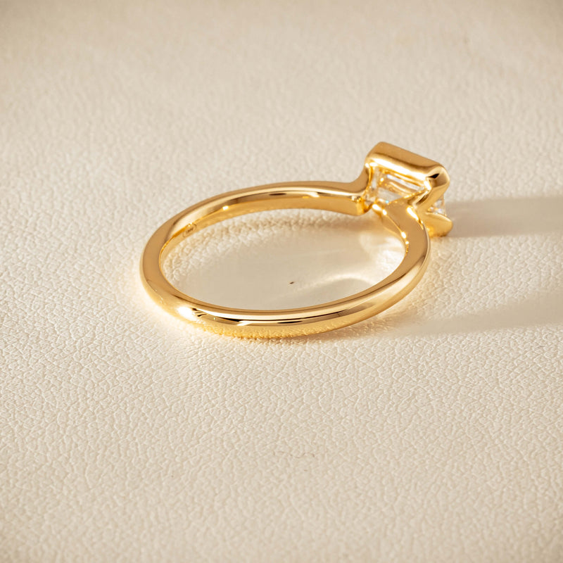 18ct Yellow Gold .70ct Emerald-Cut Diamond Elle Ring - Ring - Walker & Hall