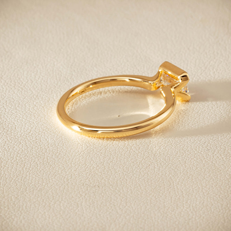 18ct Yellow Gold .70ct Emerald-Cut Diamond Elle Ring - Ring - Walker & Hall