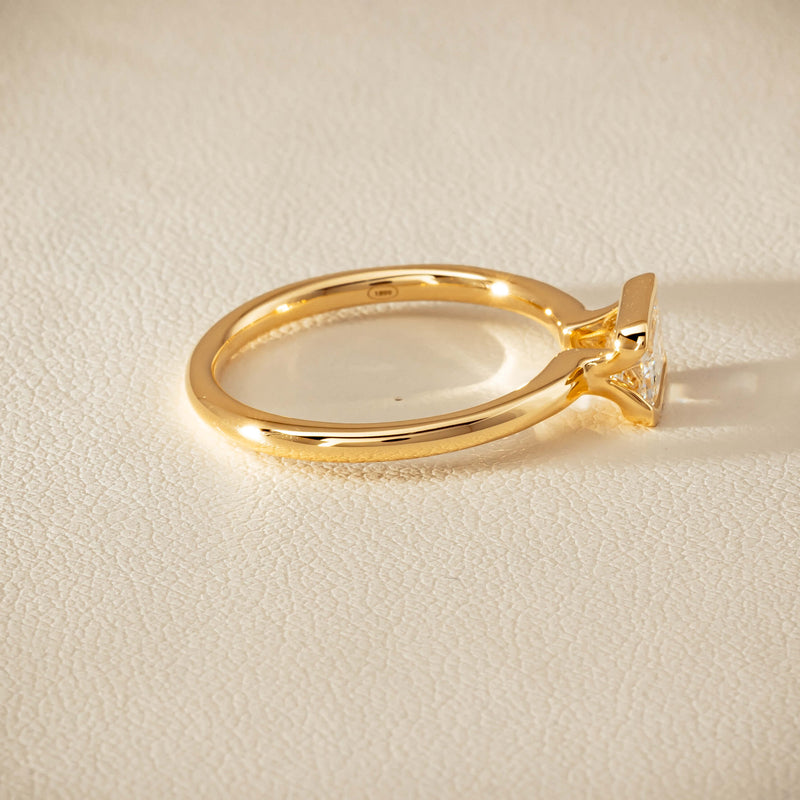 18ct Yellow Gold .70ct Emerald-Cut Diamond Elle Ring - Ring - Walker & Hall