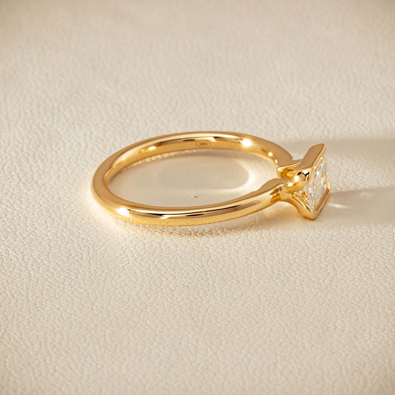 18ct Yellow Gold .70ct Emerald-Cut Diamond Elle Ring - Ring - Walker & Hall