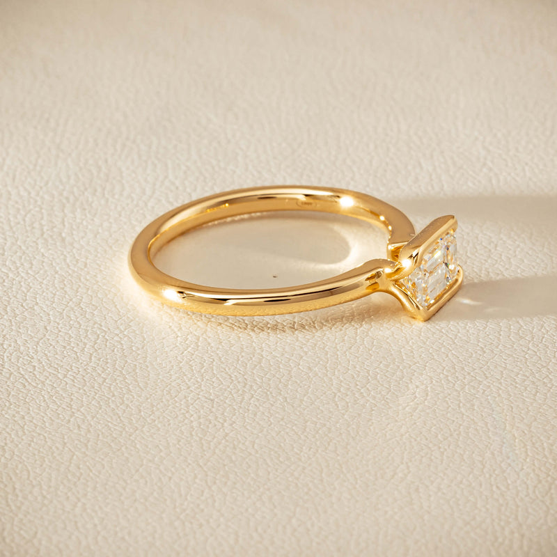 18ct Yellow Gold .70ct Emerald-Cut Diamond Elle Ring - Ring - Walker & Hall